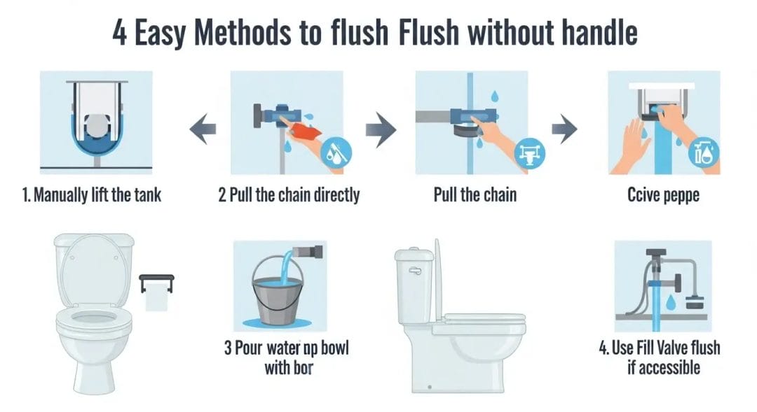 How to Flush a Toilet Without a Handle
