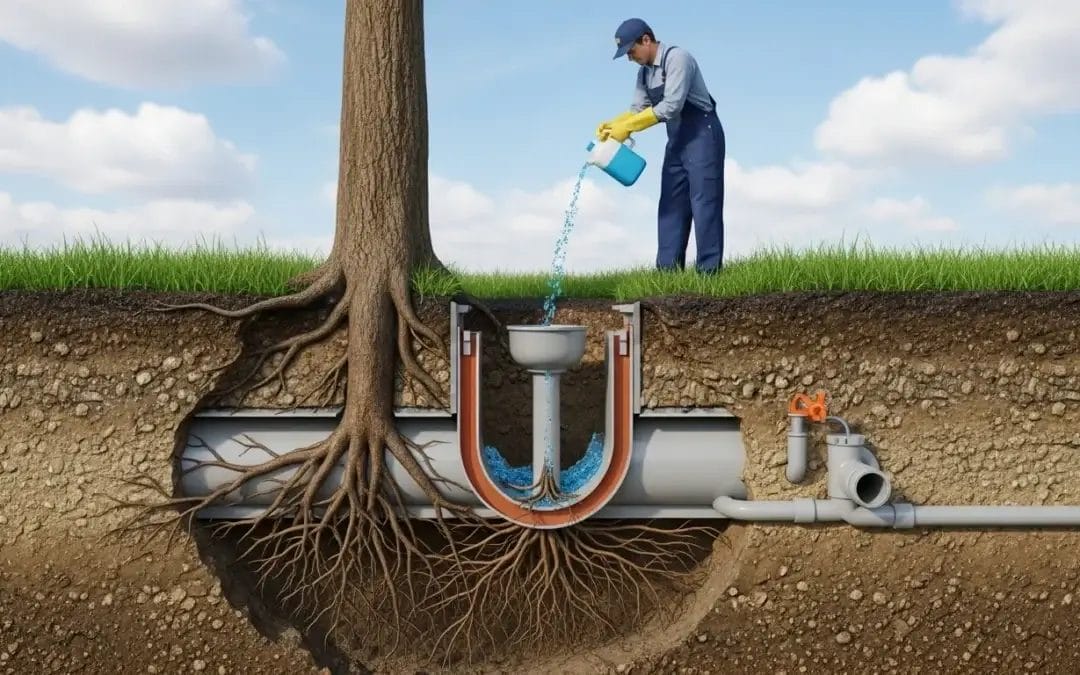what dissolves tree roots in sewer lines